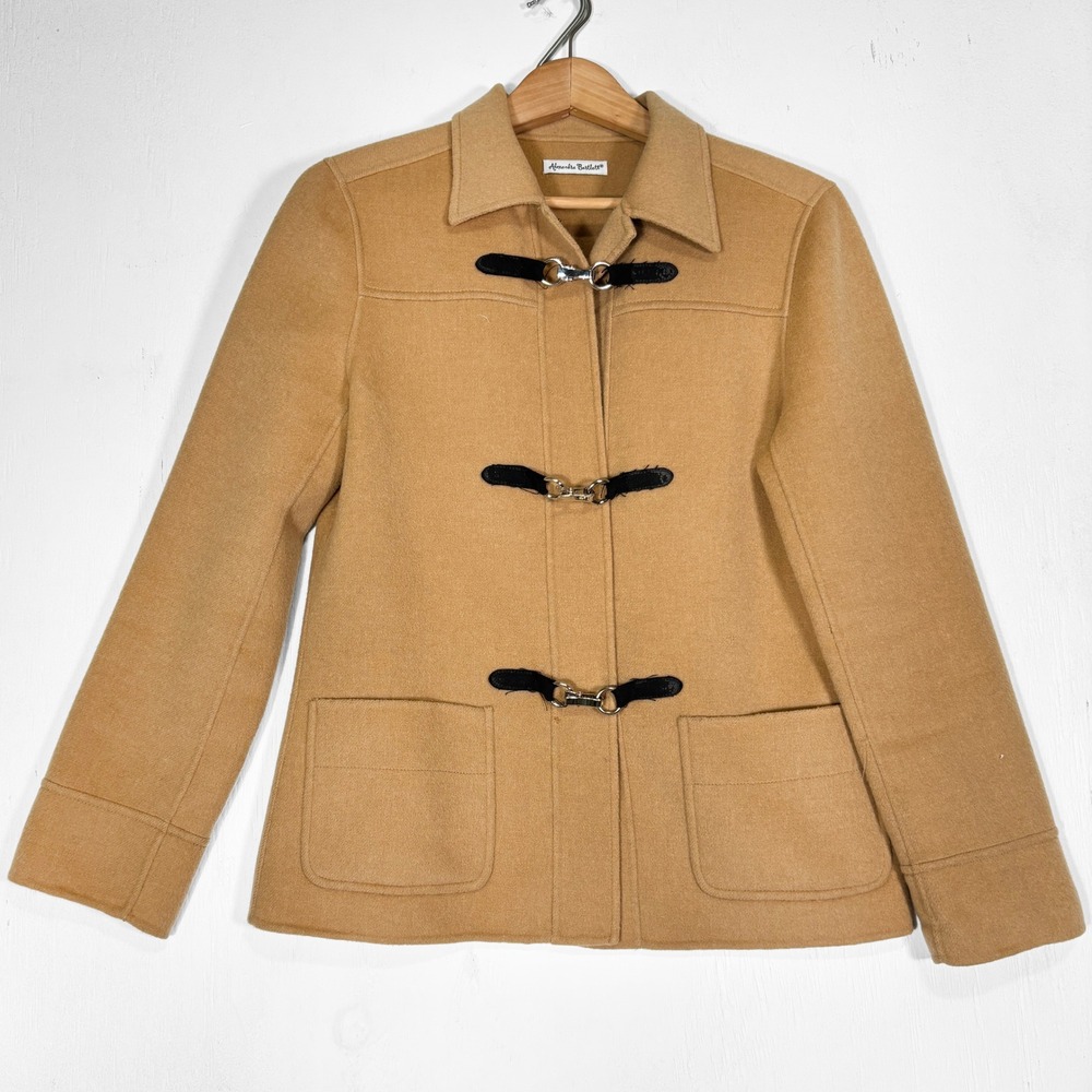 Alexandra Bartlett Camel 100% Wool Toggle Jacket Tan Womens S Lobster Claw